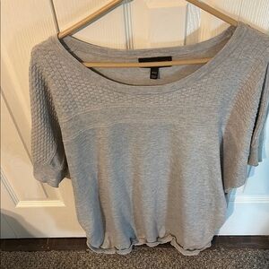 Lane Bryant Gray Ribbed Short Sleeve Blouse